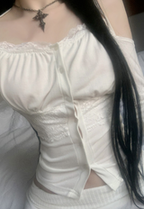 Brissen lace off-shoulder top (white)