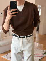 Layered crop v neck knit(4color)