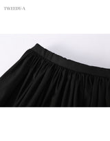 Lacey cotton shirring wrap mini skirt black