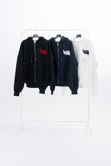 WITH LOVE Boucle Embroidery Hood zip-up