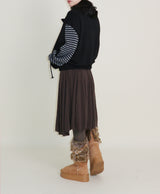 Hakata Stripe Coloring String Knitwear Zip-Up