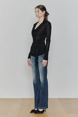 LILY COWL RIBBON TOP black