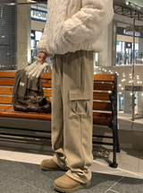 Stable Soft Cargo Fleece Brushed Semi Wide Banding Pants