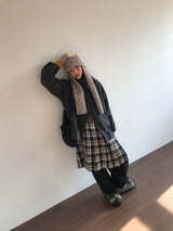 Grunge Button-Up Checkered Skirt (2 Colors)
