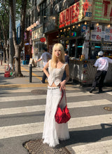 maxi white long skirt