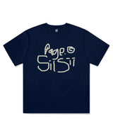 グラフィティpagesiisiiプリンティングショートスリーブTシャツ ネイビー