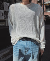 ドローリネンブレンドニット