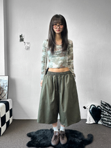 Frendi Cotton Multi Over Long Bermuda Pants 5 Color 