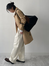[Merino wool 90%] ステッチ襟付きハーフコート