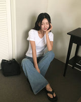 [MADE/S,M] ベーシックレーヨンVネック半袖Tシャツ