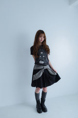big ribbon skirt(black×grey)