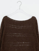 Libya Loose-Fit Boat Neck See-Through Knit