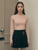 STRIPE LONG SLEEVE T-SHIRT WH+BE