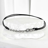 ss-leather chain necklace_black silver