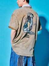 Sakura Animals Olive Denim Washed T-Shirt (Doggy)
