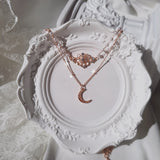 Art Nouveau Moon Necklace - Rosegold Color