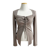 Holy Square Ribbon Corset Long Sleeve T-shirt