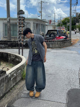 フェイクリネンバルーンデニムパンツ (3 Colors)