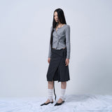 SIDE BUTTON POINT KNIT CARDIGAN (MELANGE GRAY)