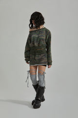 CAMO ONE SHOULDER T-SHIRT