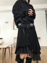 Unbal zipper loose knit