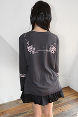 セーラーカラープリンティングTシャツ チャコール