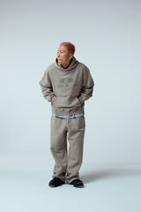 Street league artwork damage washing over-crop fit hoodie (Ash grey)