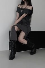 unbalanced low tunnel skirt (2color)