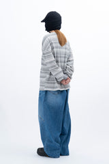 フレーズストライプニットロングスリーブTシャツ
