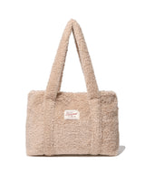 Clover Heart Fluffy Medium Tote Bag Beige
