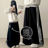 Polty 86 Numbering 3 Line Track Wide Pants