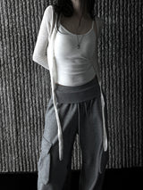 slub crop strap knit cardigan (4color)