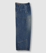 Side pin tuck balloon wide denim