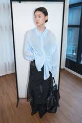 Snap Button Detail Slit Pants (Black/2size)
