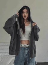 Noxie Pigment Embroidered Two-Way Hood Zip Up