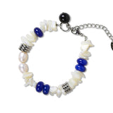 [natural] santorini lapis & pearl bracelet