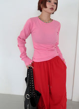 Jelly vivid V-neck Long-sleeved T-shirt