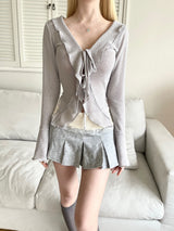 1455. Mar ruffle ribbon cardi (3color)