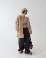 Fake fur back-banding turban hairband