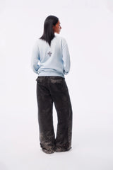 RANDOM STITCH FRINGE PLACKET SPLICE TOTEM MA-1 COLOR-TOOTH ZIPPER TERRY SWEAT JACKET