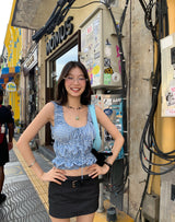 スイートミニチェックシャーリングスリーブレスTシャツ