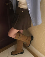 [Bellidmade/4color] ハイティーンペンダントハーフプリーツスカート