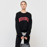 UNISEX NEWIDEA アップリケ刺繍オーバーサイズスウェット [BLACK]