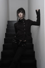 [label] double zipper cut low-rise bootcut pants (black)