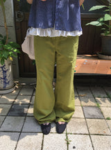 デセンカラーストレートコットンパンツ