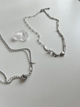 um Pearl Stainless Steel Two Lines Hip Bold Ball Layered Short Choker Wedding Necklace