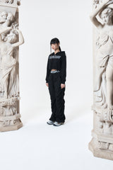 クロップロゴフードジップアップ (BLACK)