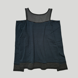 オーバーロックオフショルダーTシャツ : ST. ブルー