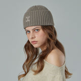 VA Curved Logo Washed Beanie / Khaki Gray