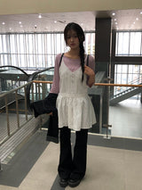 Omk Pintuck V-Neck Flare Sleeveless One Piece